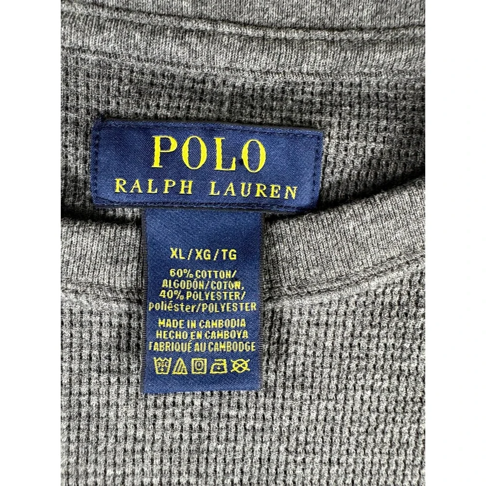 Polo Ralph Lauren Waffle Knit Shirt Mens XL Gray Thermal Long Sleeve Rugged NWT